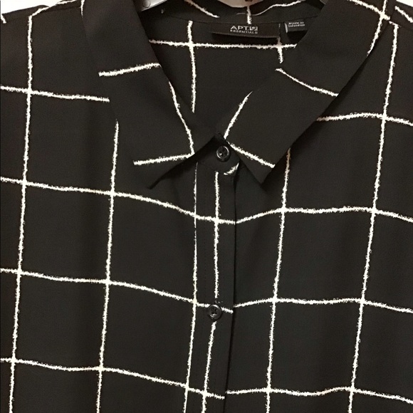 APT 9 ESSENTIALS ... long sleeves,  button down,  blouse XL blk & wht - Picture 3 of 10